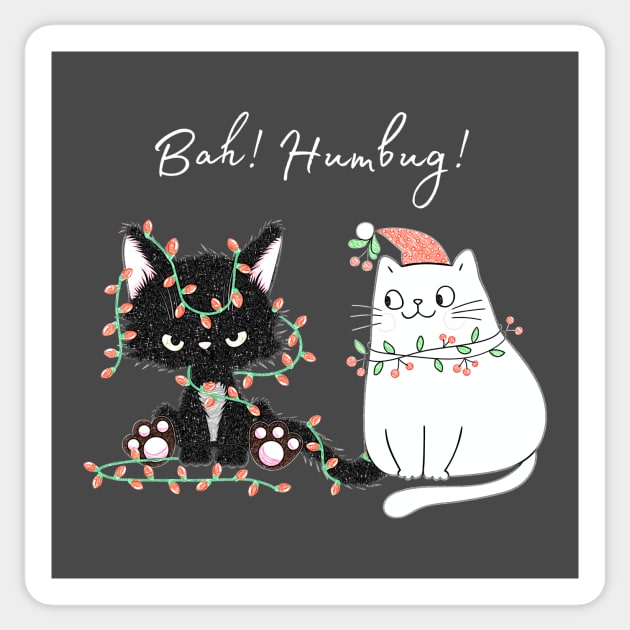 Bah Humbug Holiday Cats Sticker by Whiskers and Wings